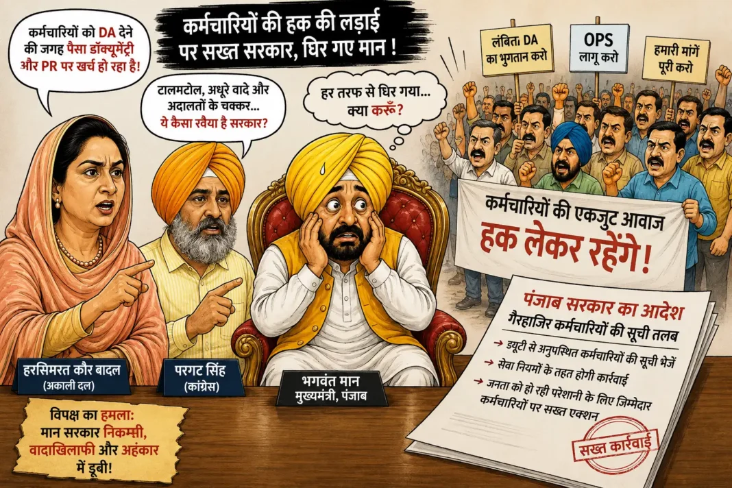 कर्मचारियों पर सख्ती से घिरी मान सरकार, विपक्ष ने पूछा- हक मांगने वालों को नोटिस क्यों? कर्मचारियों पर सख्ती से घिरी मान सरकार, विपक्ष ने पूछा- हक मांगने वालों को नोटिस क्यों?
