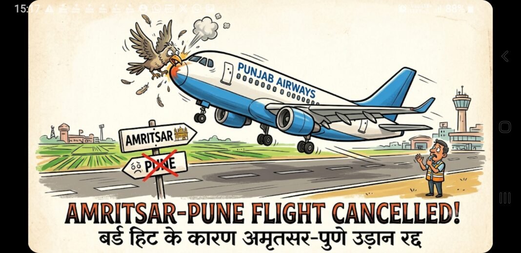 एयर इंडिया एक्सप्रेस के जहाज में टकराया पक्षी अमृतसर पुणे फ्लाइट रद्द एयर इंडिया एक्सप्रेस के जहाज में टकराया पक्षी अमृतसर पुणे फ्लाइट रद्द