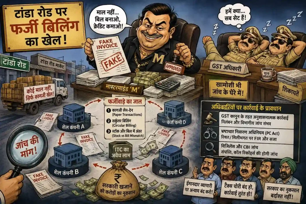 टांडा रोड पर फर्जी बिलिंग का खेल: व्यापारी ‘M’ के संदिग्ध नेटवर्क पर सवाल, अधिकारियों की खामोशी भी जांच के घेरे में टांडा रोड पर फर्जी बिलिंग का खेल: व्यापारी ‘M’ के संदिग्ध नेटवर्क पर सवाल, अधिकारियों की खामोशी भी जांच के घेरे में