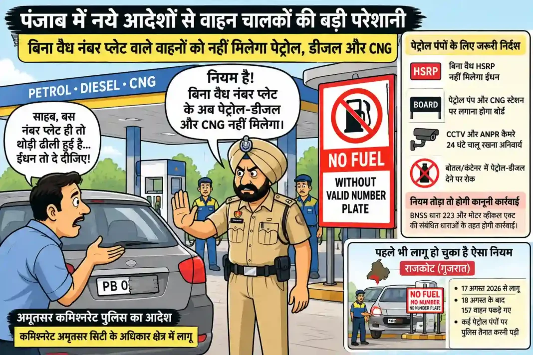 बिना वैध नंबर प्लेट वाहनों को नहीं मिलेगा पेट्रोल-डीजल-CNG, अमृतसर में पुलिस की नई सख्ती बिना वैध नंबर प्लेट वाहनों को नहीं मिलेगा पेट्रोल-डीजल-CNG, अमृतसर में पुलिस की नई सख्ती